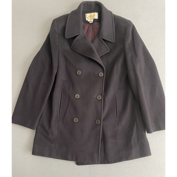 Talbots Jackets & Blazers - VTG Talbots Women 16 100% Wool‎ Navy Pea Coat Jacket Anchor Nautical Classic